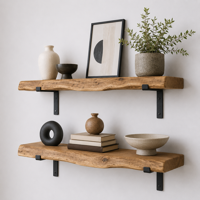 Firsby Live Edge Rustic Shelf Lipped Shaped Bracket