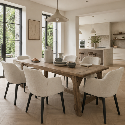 Brigg Rustic Dining Table  H Shape Wooden Legs with Beam