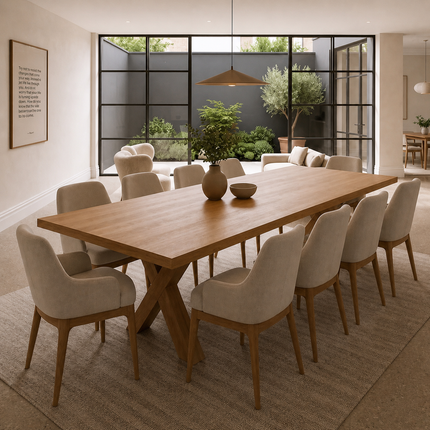 Tetney Solid Oak SET Table/10 Chairs - Solid Oak Dining Table/Chairs Rafael