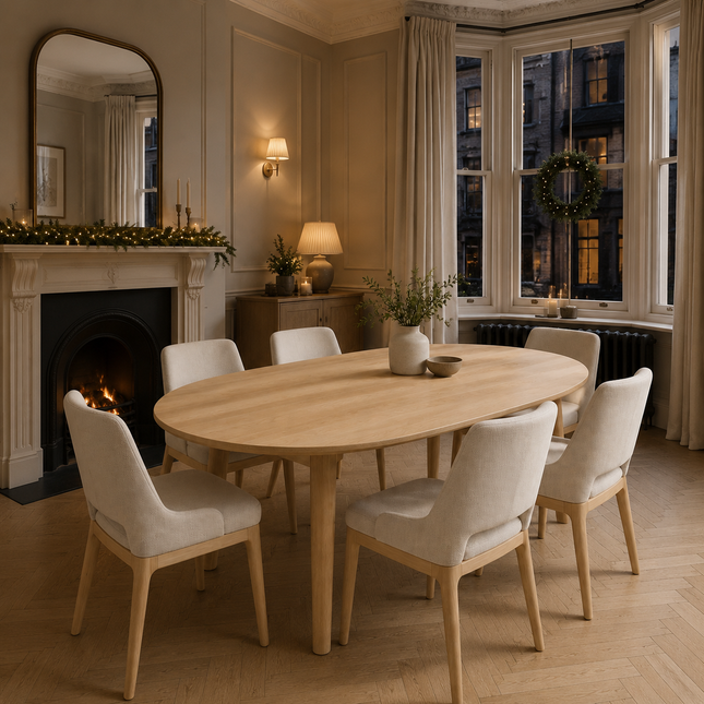 Witham Solid Oak Oval Dining Table with Wooden Legs