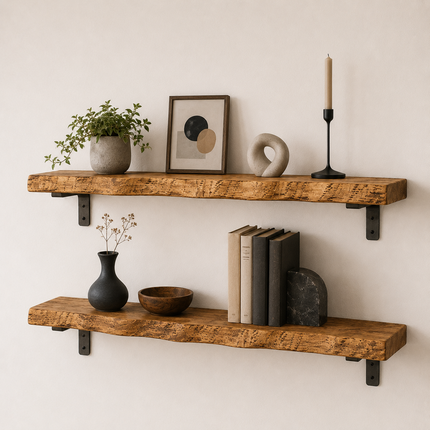 Firsby Live Edge Rustic Shelf Non Lipped Shaped Bracket