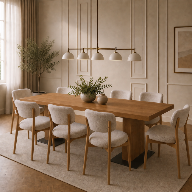 Rase Solid Oak SET Table/8 Chairs - Solid Oak Dining Table/Chairs Selby