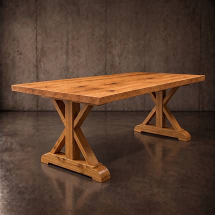 Tothill Solid Oak Dining Table with Wooden Farmhouse Legs