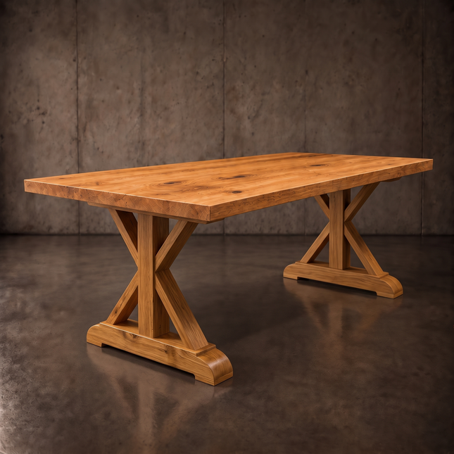 Tothill Solid Oak Dining Table with Wooden Farmhouse Legs