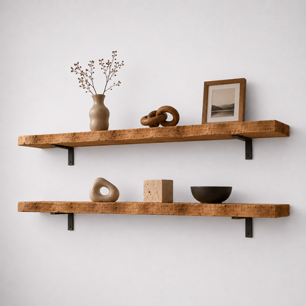 Firsby Live Edge Rustic Shelf Non Lipped Shaped Bracket