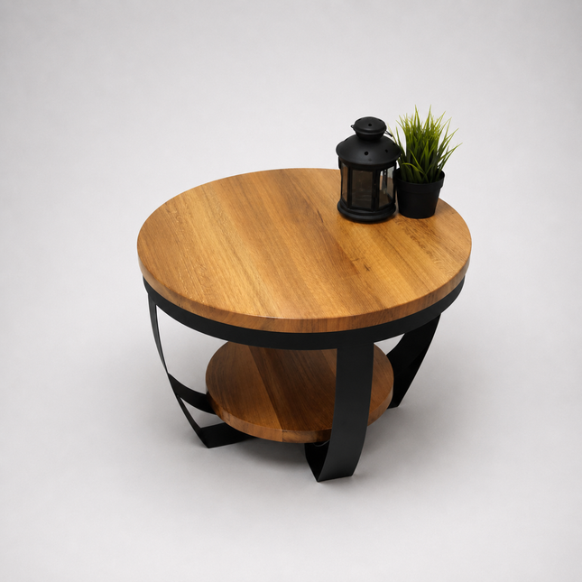 Oak Coffee table with two shelves NASH