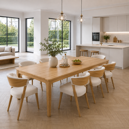 Milton Solid Oak Dining Table with Wooden Legs