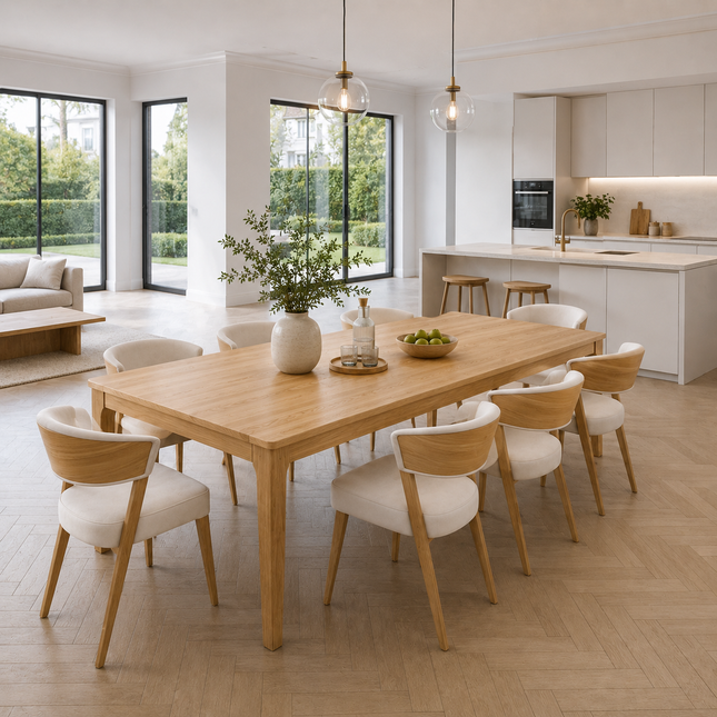 Milton Solid Oak Dining Table with Wooden Legs