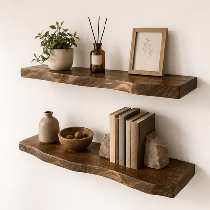 Firsby Live Edge Rustic Floating Shelf