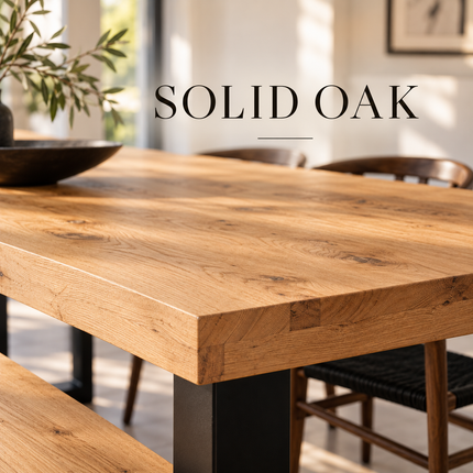Grantham Rustic Solid Oak Dining Table – Farmhouse X Frame Wooden Legs
