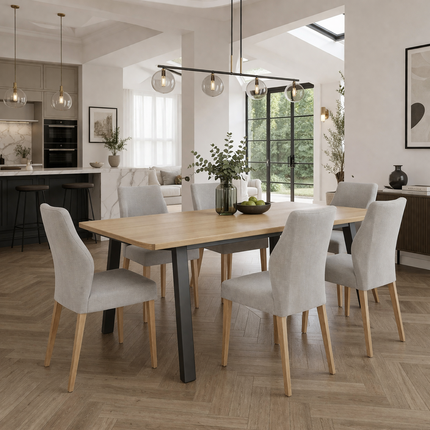 Girton Solid Oak Dining Table with Steel Legs