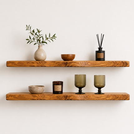 Firsby Live Edge Rustic Floating Shelf