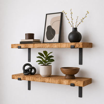 Firsby Live Edge Rustic Shelf Lipped Shaped Bracket