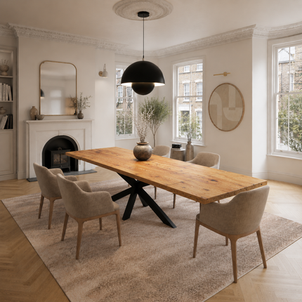 Brigg Dining Table Straight Edge Extendable 2 Sides  Star Steel Base