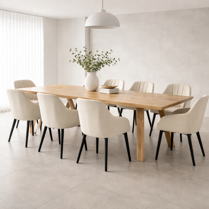 Wooler Solid Oak Dining Table with Wooden Pin A Legs