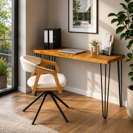 Brigg Small Desk Console Table Hairpin Legs Rustic Hallway Table 34cm Width