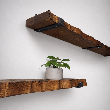 Reclaimed Live Edge Rustic Shelf U Shaped Bracket