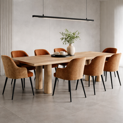 Hatton Solid Oak Dining Table with Wooden Pin Rounded