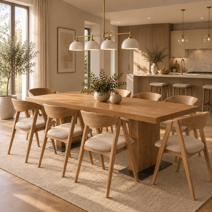 Rase Solid Oak Dining Table Set with 8 Aby Chairs