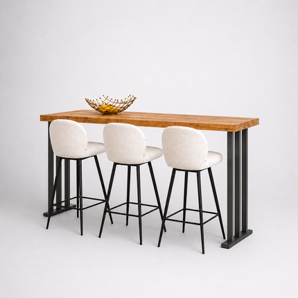 Brigg Straight Edge Breakfast Bar Bridge Steel Legs