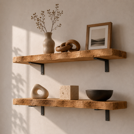Firsby Live Edge Rustic Shelf Non Lipped Shaped Bracket