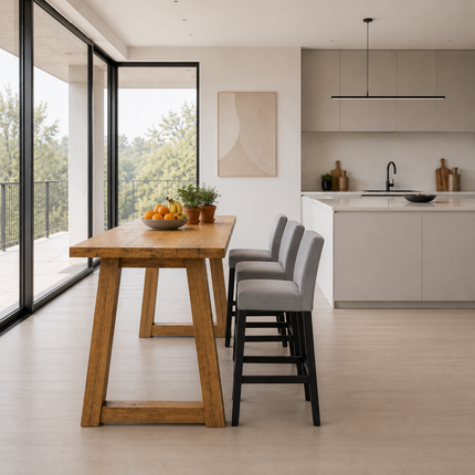 Brigg Straight Edge Breakfast Bar Trapezium Wooden Legs
