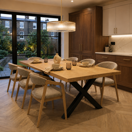 Somerby Solid Oak Dining Table Chunky X Steel Leg