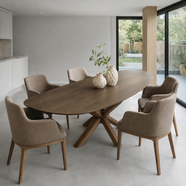Elkington Solid Oak Dining Table with Wooden Legs
