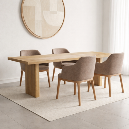 Panton Solid Oak Dining Table with Wooden Block with