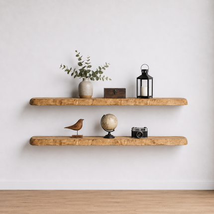 Croxby Live Edge Round Corners Rustic Floating Shelf