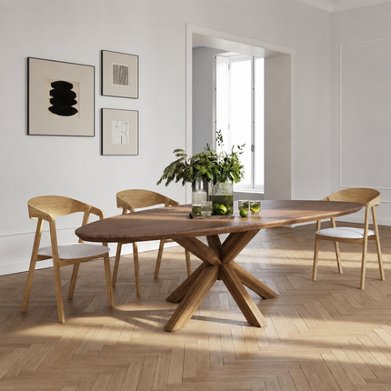 Elkington Solid Oak Dining Table with Wooden Legs