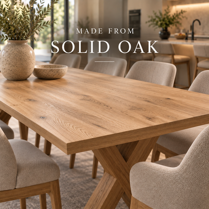 Tetney Solid Oak Dining Set – Table & 10 Rafael Chairs with XF Wooden Legs