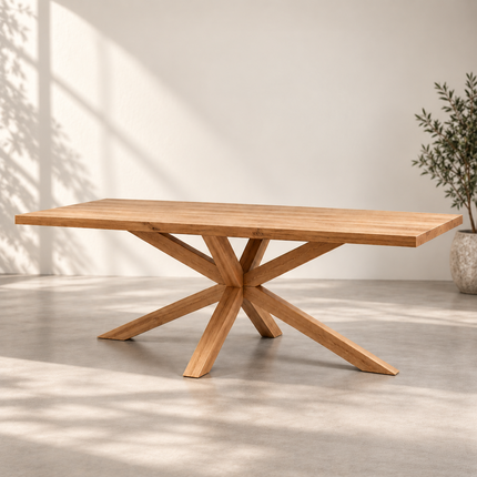 Sotby Solid Oak Dining Table Set with 6 Aby Chairs | Star Wooden Legs