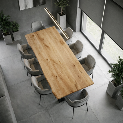 Lusby Solid Oak Dining Table Wooden Base