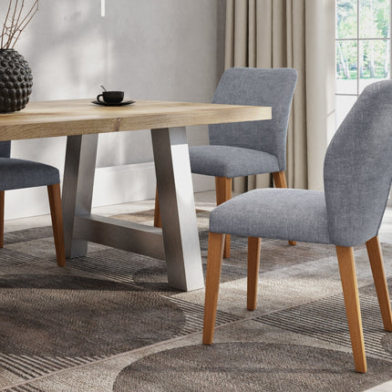 Sutton Solid Oak Dining Table Chunky AF Brushed Stainless Steel Legs