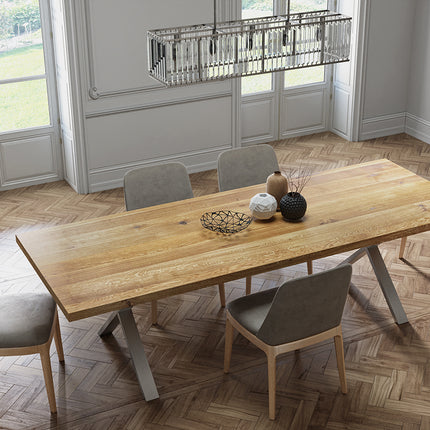 Bryton Solid Oak Dining Table XF Steel Legs