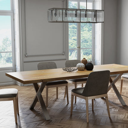 Bryton Solid Oak Dining Table XF Steel Legs
