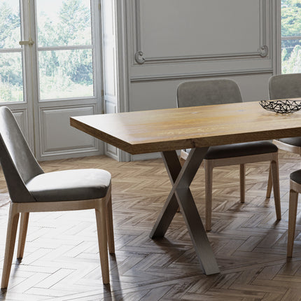 Bryton Solid Oak Dining Table XF Steel Legs