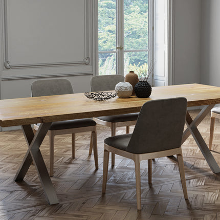 Bryton Solid Oak Dining Table XF Steel Legs