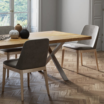 Bryton Solid Oak Dining Table XF Steel Legs