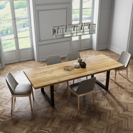 Hilton Solid Oak Dining Table Square Steel Legs