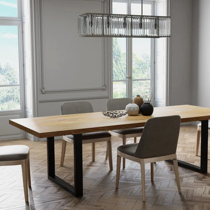 Hilton Solid Oak Dining Table Square Steel Legs