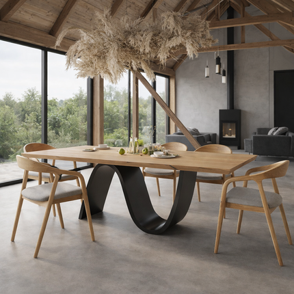 Ashby Oak Modern Dining Table Wave