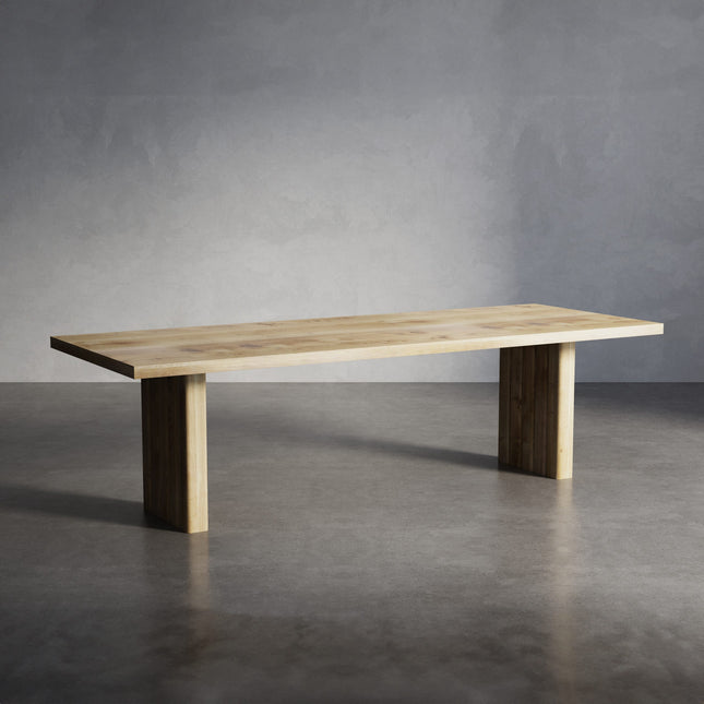 Panton Solid Oak Dining Table with Wooden Block with