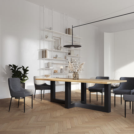 Brooke Oak Modern Dining Table with Steel Base