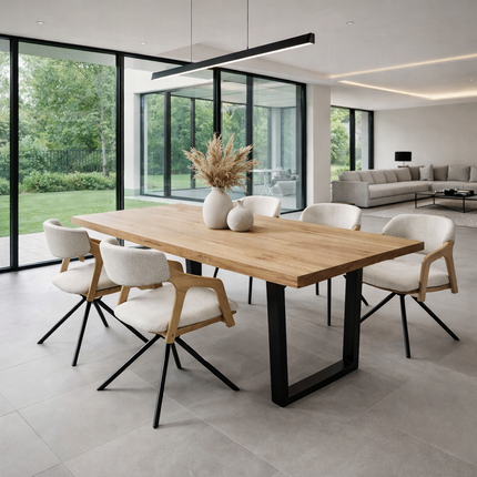 Ketsby Solid Oak Dining Table VF Steel Legs