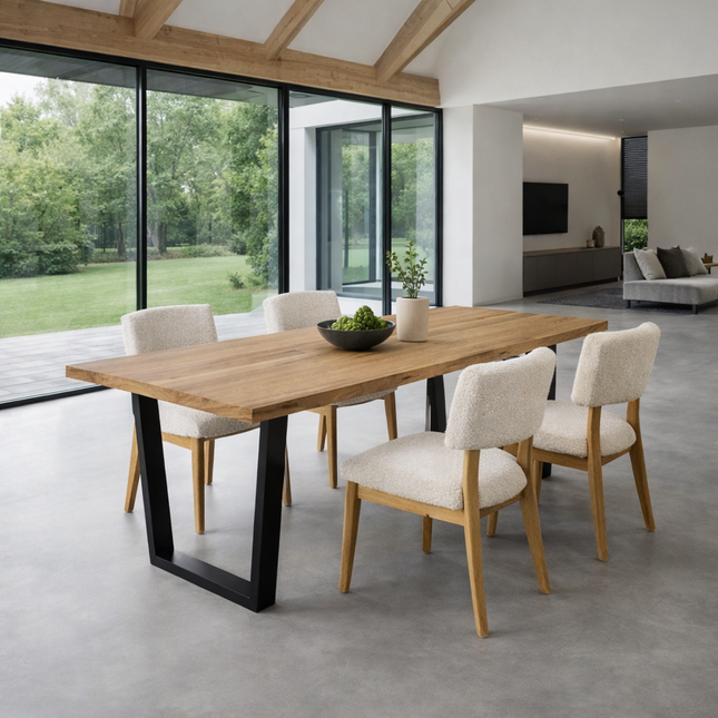 Ketsby Solid Oak Dining Table VF Steel Legs