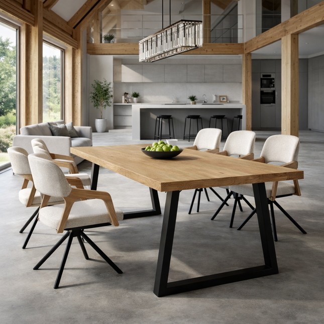 Rigsby Solid Oak Dining Table TP Steel Legs