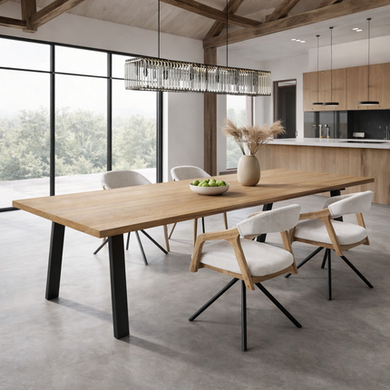 Markby Solid Oak Dining Table PIN Steel Legs