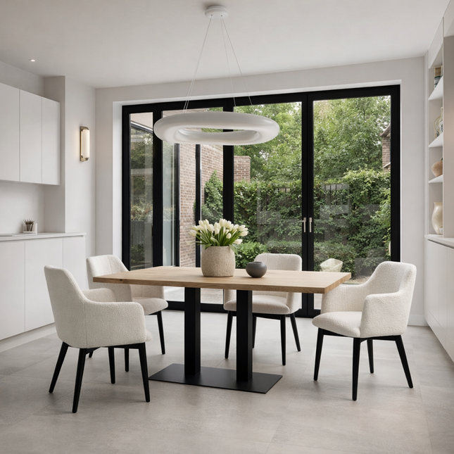 Moorby Solid Oak Dining Table Steel Leg